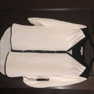 Cream see through blouse, size Small, Daniel Rainn